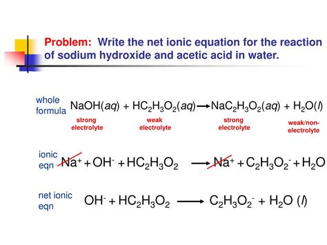 acetic acid and sodium hydroxide balanced equation|Net Ionic Equation for NaOH + CH3COOH (Strong Base and .